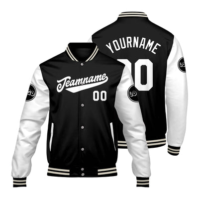 Custom Black White Varsity Jackets for Men Women Youth Personalized Letterman Jackets