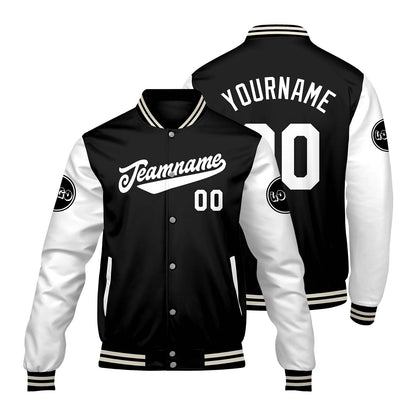 Custom Black White Varsity Jackets for Men Women Youth Personalized Letterman Jackets