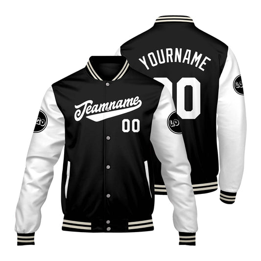 Custom Black White Varsity Jackets for Men Women Youth Personalized Letterman Jackets