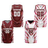 Custom Triangle Dark Red Reversible Basketball Suit for Adults and Kids Personalized Jersey