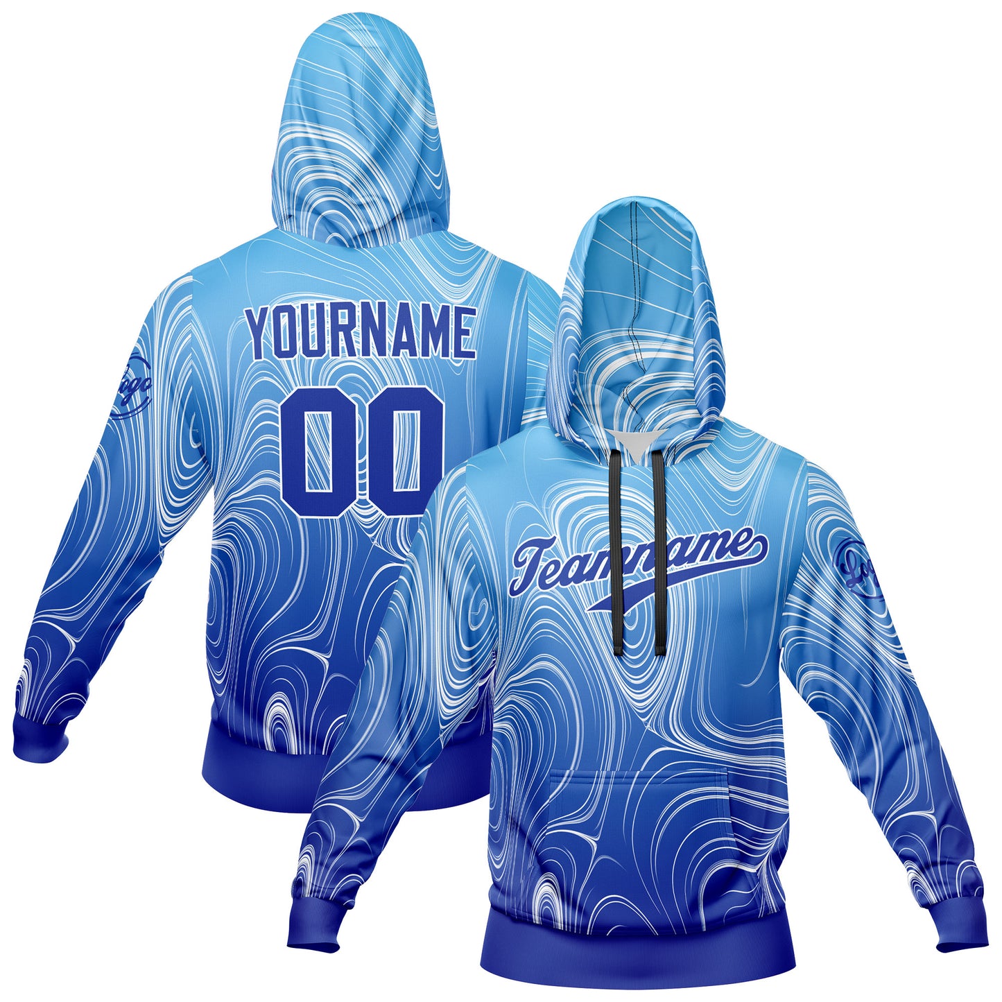 Custom Blue Sports hoodie Sweatshirt Set for Men Women Youth Tops and Pants Set Tracksuit
