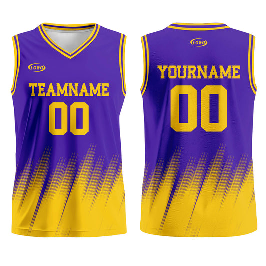 Custom Purple Yellow Basketball Jersey Uniform Suit Printed Your Logo Name Number