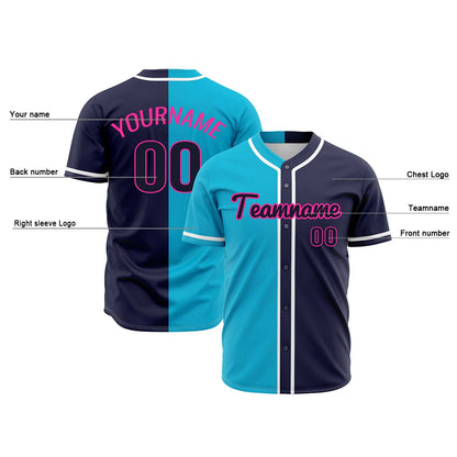Custom Dark Blue Cyan Hip Hop Baseball Jersey Stitched Printed - Personalized Name Number Shirts #BB-0919-0047