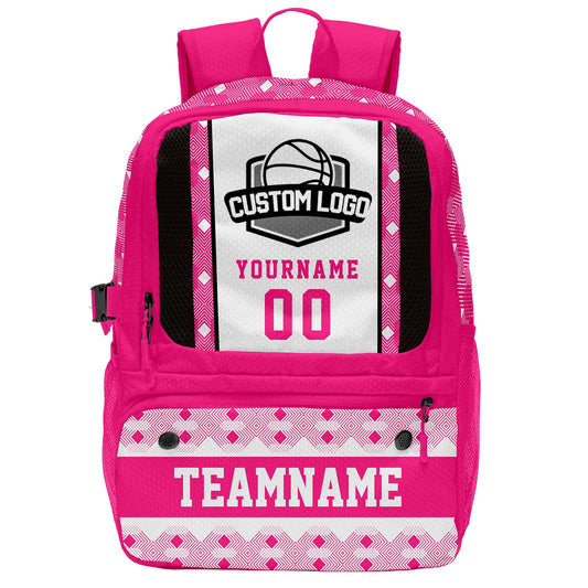 Custom Pink Basketball Soccer Backpack Personalized Player Names - Numbers & Team Logo #150-BP-0914-0015