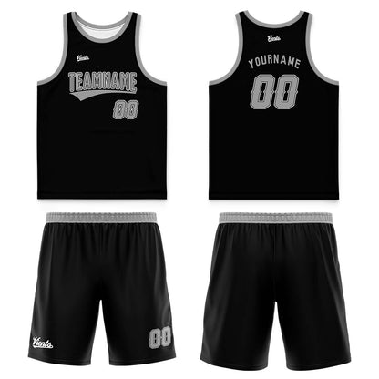 Custom Black Gray Thin Strap Basketball Jersey - Breathable Mesh Training Uniform for Adults & Youth