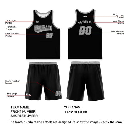 Custom Black Gray Thin Strap Basketball Jersey - Breathable Mesh Training Uniform for Adults & Youth