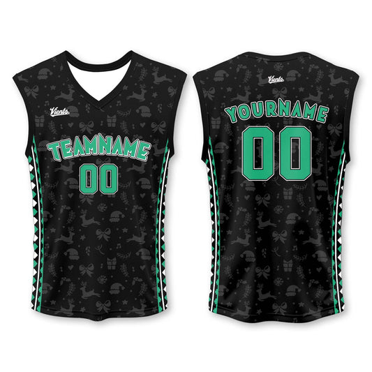 Custom Black Green Wide Shoulder Basketball Jersey - Breathable Mesh Team Uniform for Adult & Yout