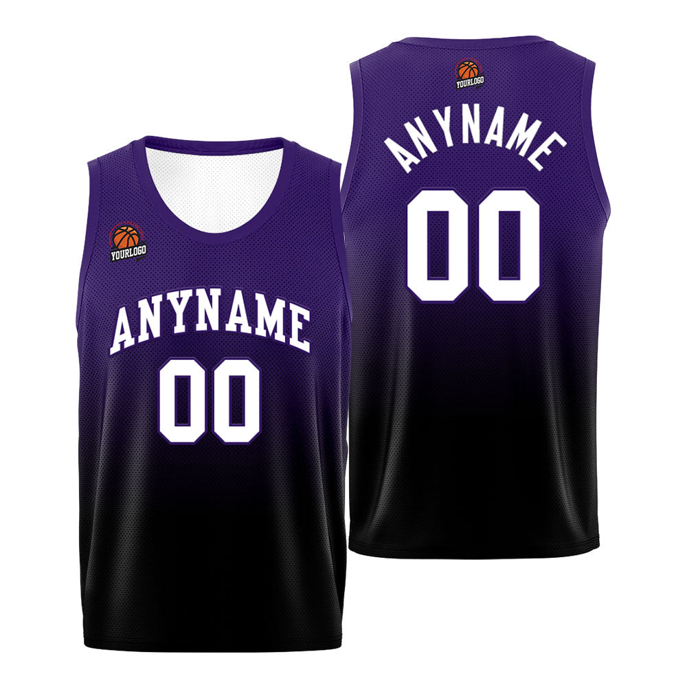 Custom Basketball Jersey Personalized Stitched Team Name Number Logo Black&Purple