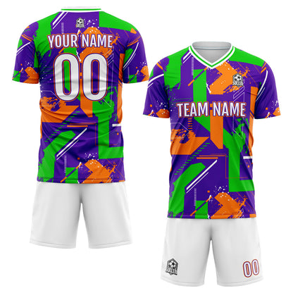 Custom Purple Orange Uniform Jersey Kids Adults Personalized Set Jersey Shirt