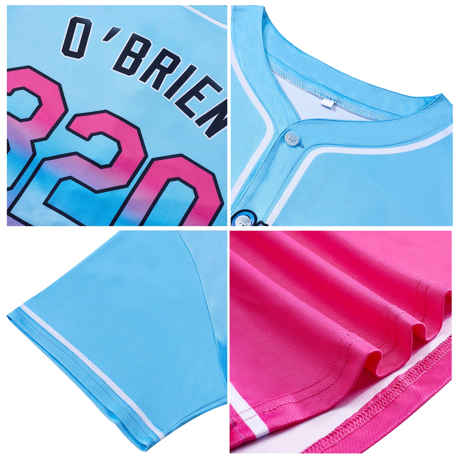 Custom Gradient Baseball Jerseys Personalized Name Number Logo