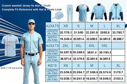 Custom Blue Baseball Jersey Print Personalized Name, Number and Logo