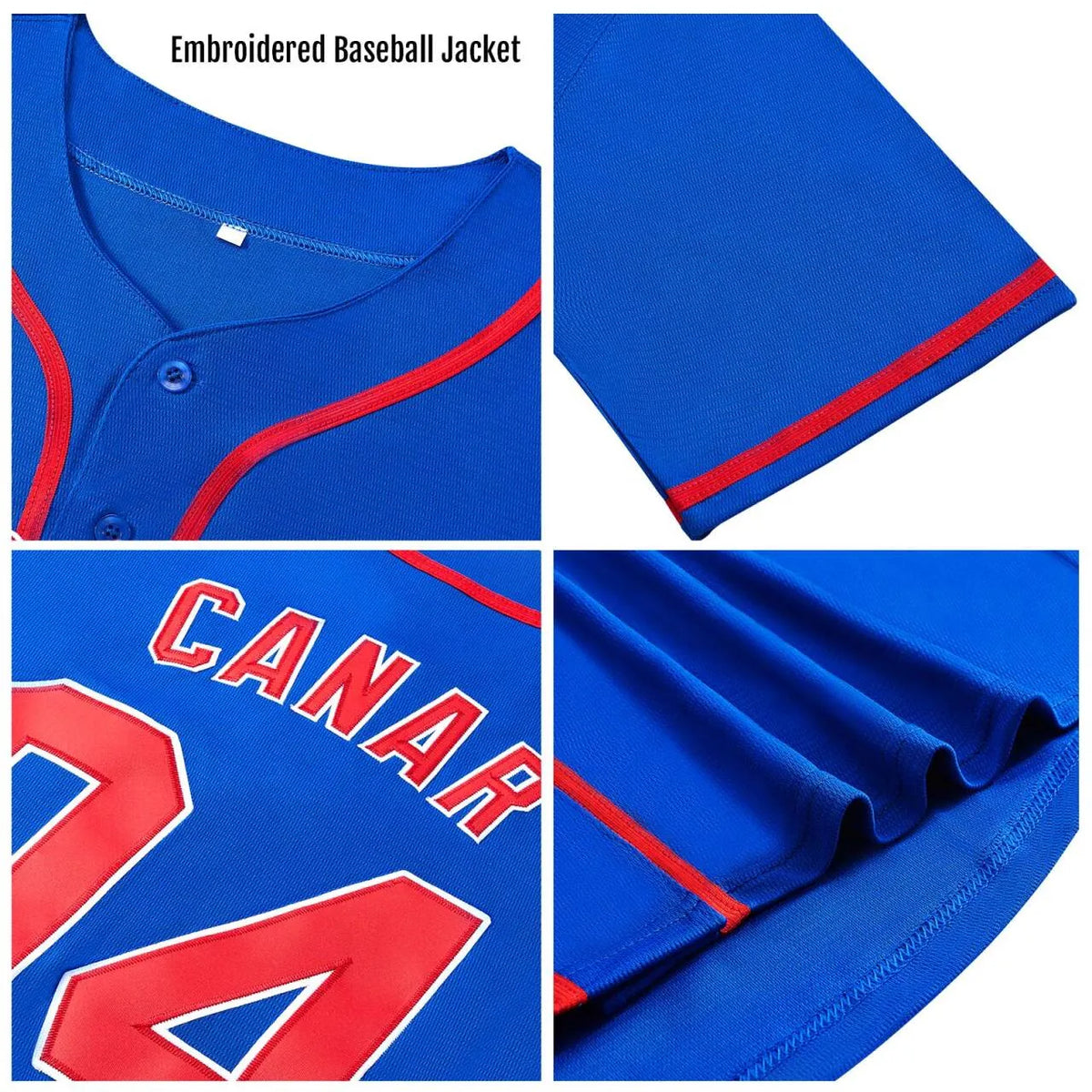 Custom Blue Baseball Jersey Print Personalized Name, Number and Logo
