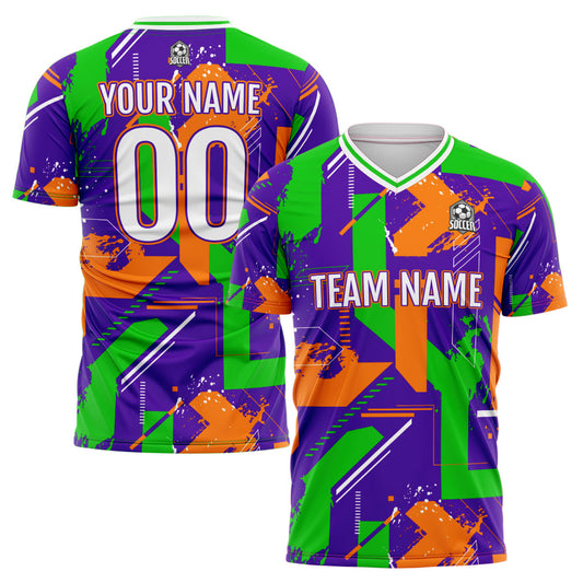 Custom Purple Orange Uniform Jersey Kids Adults Personalized Set Jersey Shirt