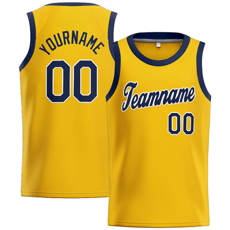 Custom Stitched Basketball Jersey for Men, Women And Kids Yellow-Navy-White