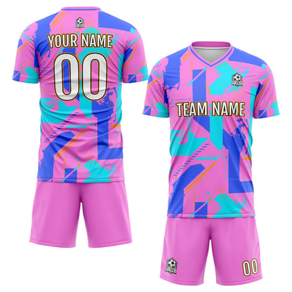 Custom Pink Blue Uniform Jersey Kids Adults Personalized Set Jersey Shirt