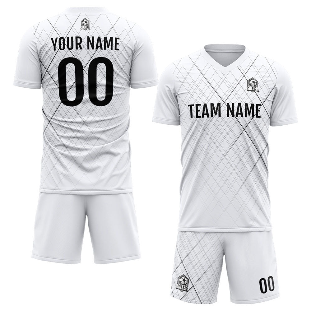 Custom Soccer Uniform Jersey Kids Adults Personalized Set Jersey White&Black Line