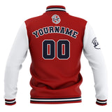 Custom Red White Navy Waterproof Varsity Jackets Personalized Stitched Name Number Logo to Letterman Jackets