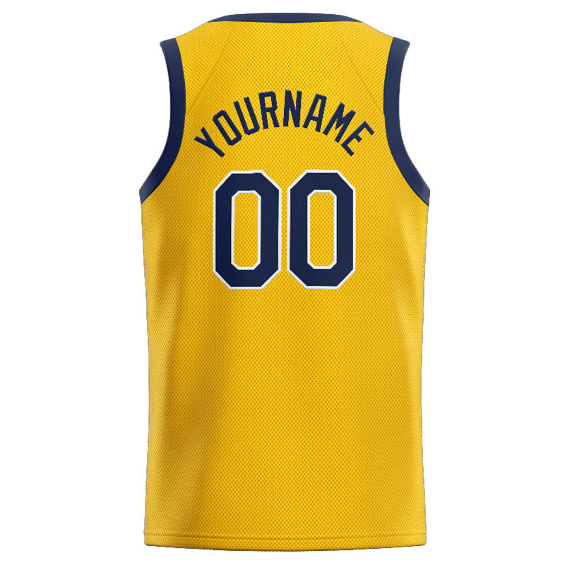 Custom Stitched Basketball Jersey for Men, Women And Kids Yellow-Navy-White