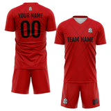 Custom Soccer Uniform Jersey Kids Adults Personalized Set Jersey Red&Black Line