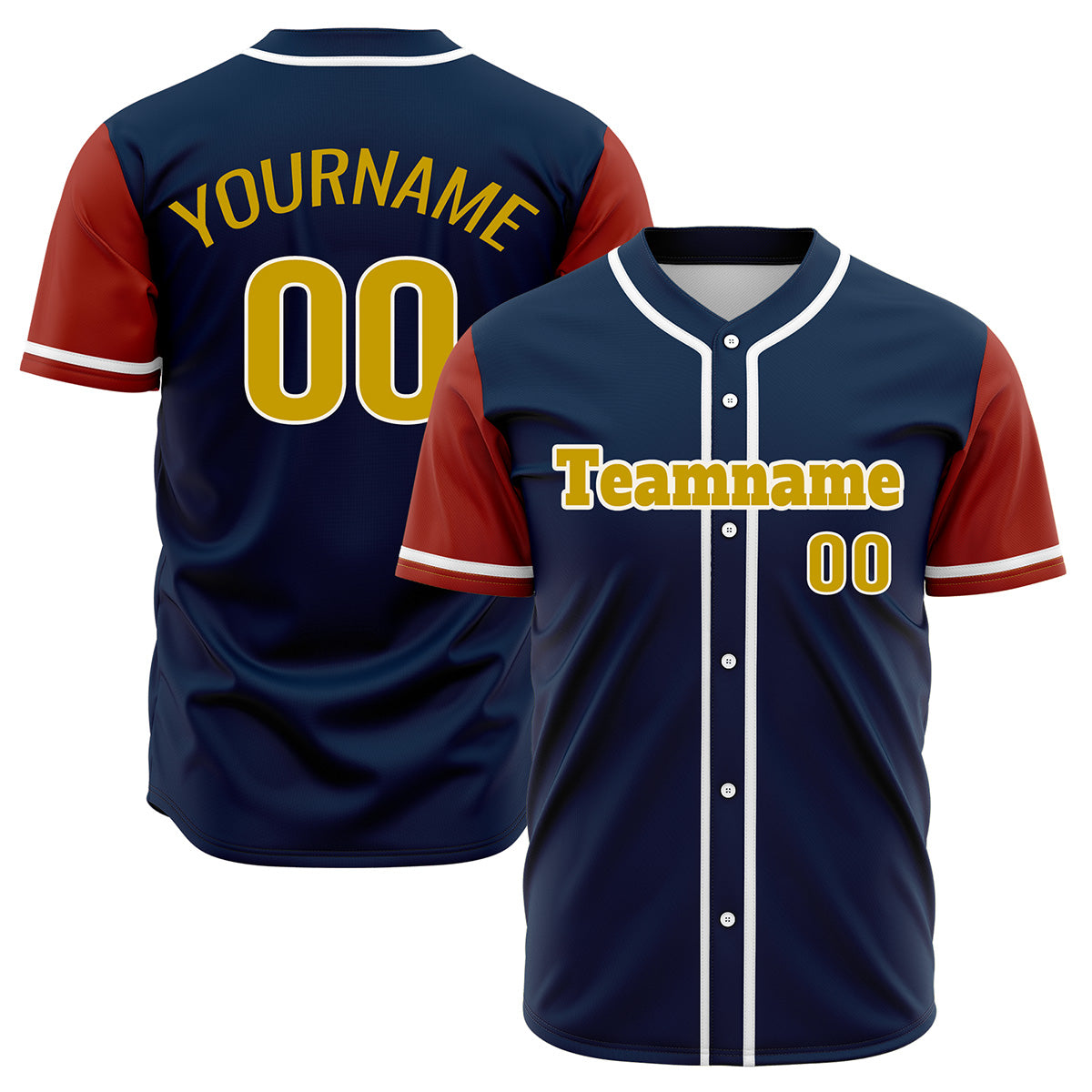 Custom Dark Blue Red Hip Hop Baseball Jersey Stitched Printed - Personalized Name Number Shirts #BB-0919-0054