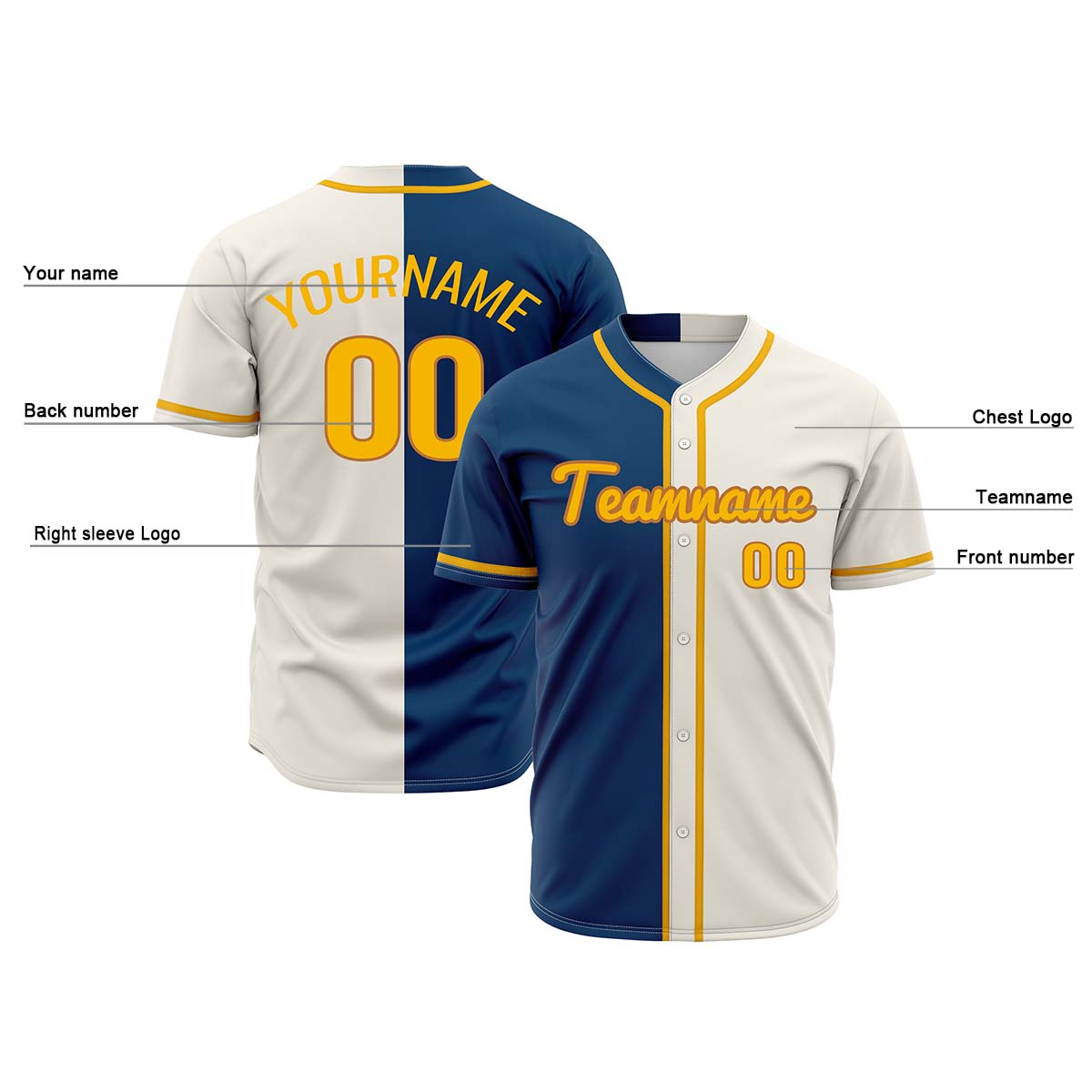 Custom Dark Blue Off White Hip Hop Baseball Jersey Stitched Printed - Personalized Name Number Shirts #BB-0919-0050