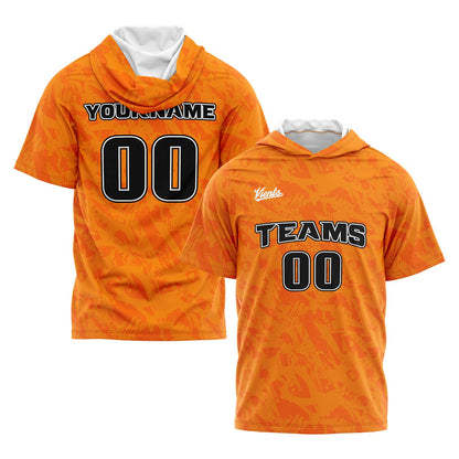 Custom Orange Short Sleeve Hoodies for Men Women Shirts with Hoods Printed Name Logo