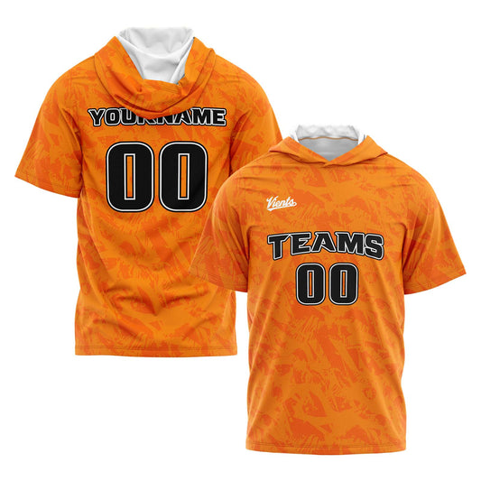 Custom Orange Short Sleeve Hoodies for Men Women Shirts with Hoods Printed Name Logo