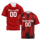 Custom Red Black Short Sleeve Hoodies for Men Women Shirts with Hoods Printed Name Logo