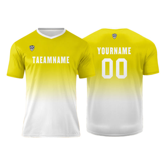 Custom Yellow White Uniform Jersey Kids Adults Personalized Set Jersey Shirt