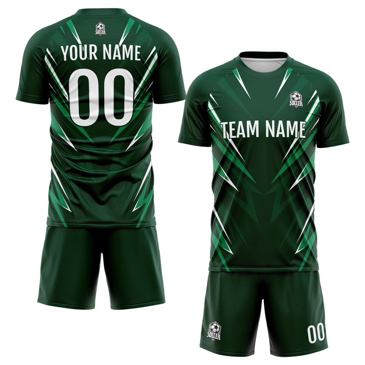 Custom Drak Green Uniform Jersey Kids Adults Personalized Set Jersey Shirt
