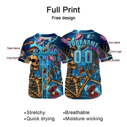 Custom Bule Baseball Jersey Print Personalized Name, Number and Logo
