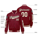 Custom Crimson Cream Varsity Jackets for Men Women Youth Personalized Letterman Jackets