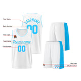 Custom White-Light Blue Basketball Jersey for Men Women Adult Youth Stitched Name Number Logo