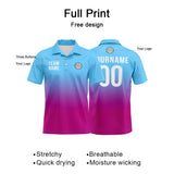Custom Light Blue Pink Purple Football Gradient Polo Shirts  Add Your Unique Logo/Name/Number