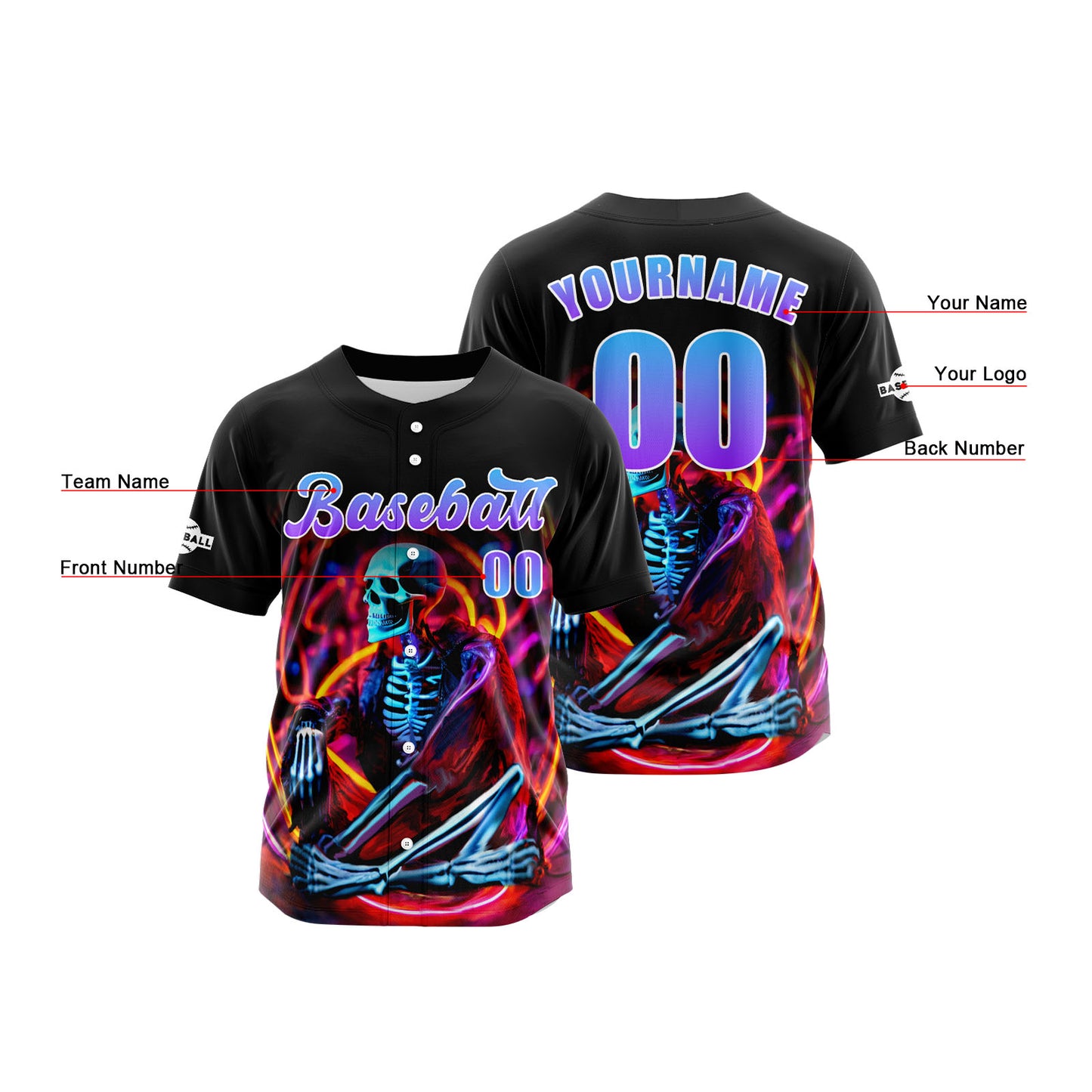 Custom Black Purple Button Down Baseball Jersey for Men Women Adult Youth Print Name Number Logo