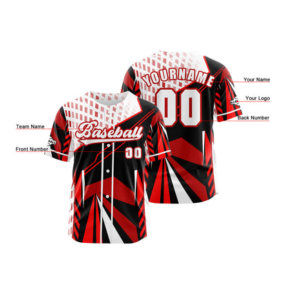 Custom Red Button Down Baseball Jersey for Men Women Adult Youth Print Name Number Logo