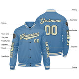 Custom Light Blue Cream Varsity Jackets for Men Women Youth Personalized Letterman Jackets