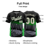 Custom Green Button Down Baseball Jersey for Men Women Adult Youth Print Name Number Logo