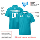 Custom Aqua White Football Polo Shirts  Add Your Unique Logo/Name/Number