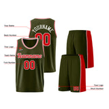 Custom Army Green-Red Basketball Jersey for Men Women Adult Youth Stitched Name Number Logo