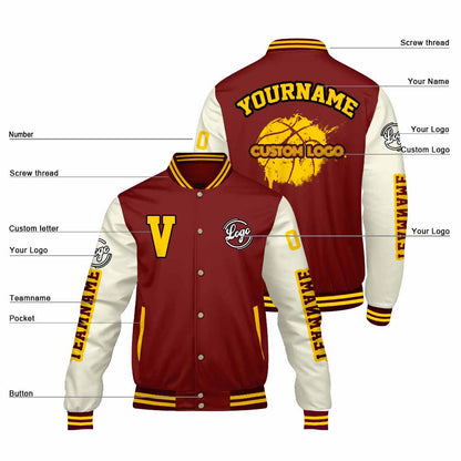 Custom Claret Cream Varsity Jackets for Men Women Youth Personalized Letterman Jackets