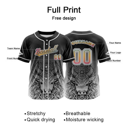 Custom Black Button Down Baseball Jersey for Men Women Adult Youth Print Name Number Logo