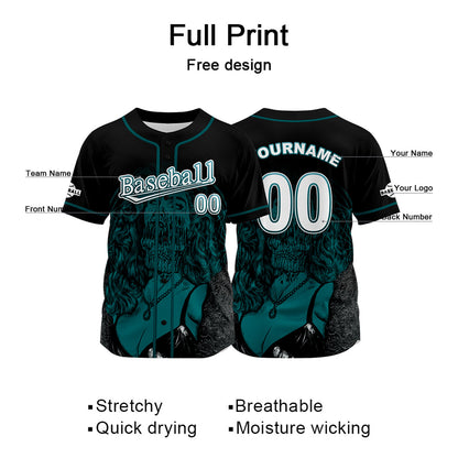 Custom Black Baseball Jersey Print Personalized Name, Number and Logo