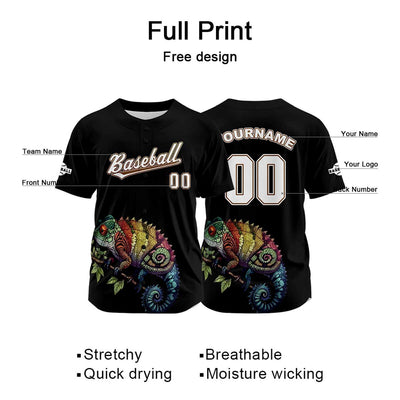 Custom Black Baseball Jersey Print Personalized Name, Number and Logo