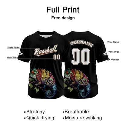 Custom Black Baseball Jersey Print Personalized Name, Number and Logo
