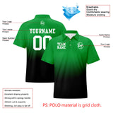 Custom Green Black Football Gradient Polo Shirts  Add Your Unique Logo/Name/Number
