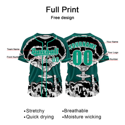 Custom Dark Green Baseball Jersey Print Personalized Name, Number and Logo