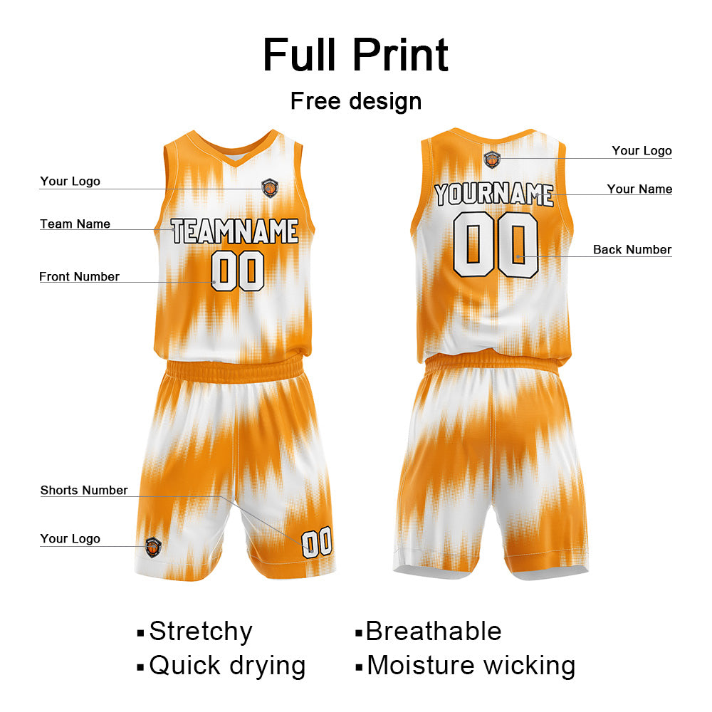 Custom Orange Reversible Basketball Suit for Adults and Kids Personalized Jersey