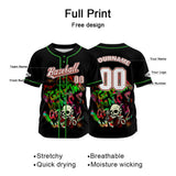 Custom Black Button Down Baseball Jersey for Men Women Adult Youth Print Name Number Logo
