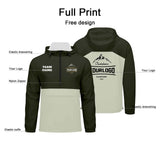 Custom Army Green Windproof Softshell  Hooded Jacket - Lightweight Full - Zip, Full Print Logos & Texts